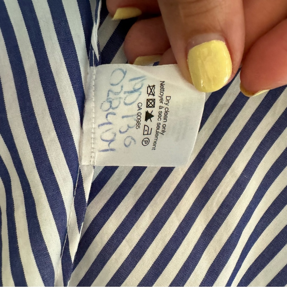 Veronica Beard Blue/White Striped Sleeveless Striped Flounce Dress - Picture 8 of 10
